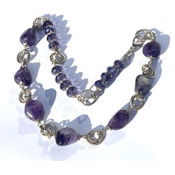 Vintage costume jewelry with natural amethyst stones. 