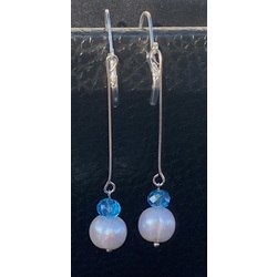 Earrings with white freshwater pearls. Pearl size - 9-10mm.