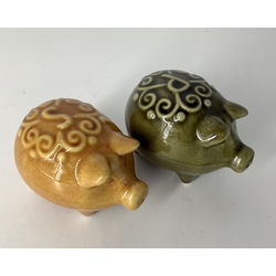 Pig salt cellars. Poured ceramics. Bavaria. Last century. Excellent condition.