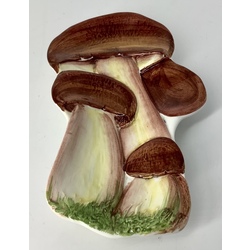 Antique ceramic plate for pickled mushrooms. 24 cm. Hand painted. Stamp in the test.