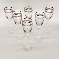 Art Deco, Crystal glasses for sparkling wine. Gold painting.