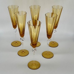 Belgian honey crystal. Champagne glasses. Handmade 