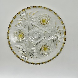 WALTHER KRISTALGLAS CRYSTAL PLATE FOR CAKE. Heavy crystal with elements of colored crystal.