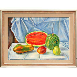 Still life with watermelon and papaya