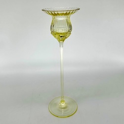 Glass candlestick from the Great Depression. 30 years old. Handmade 