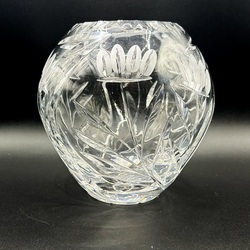 Ball vase made of heavy, antique crystal. Handmade. Ilguziems. Soviet period.