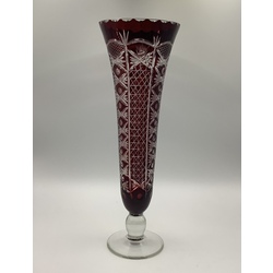 Ruby glass vase, Bohemia 1940, Handmade by a master.