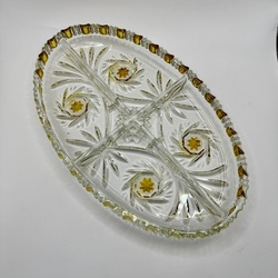 Belgium.Oval dish made of two-color crystal.Rare shape and excellent state of preservation.Handmade.