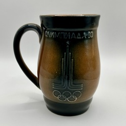 1980. Olympics. Beer mug. Rare. Poured ceramics. Hand-made relief.