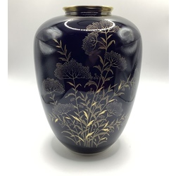 Vase, Cobalt porcelain, Hand painted with 16 wire gold, Weimar, Germany 1940.