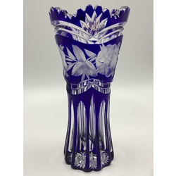 RARE Schonborner Bleikristall PEDESTAL, Germany 1950-56. Crystal with the addition of cobalt edge.