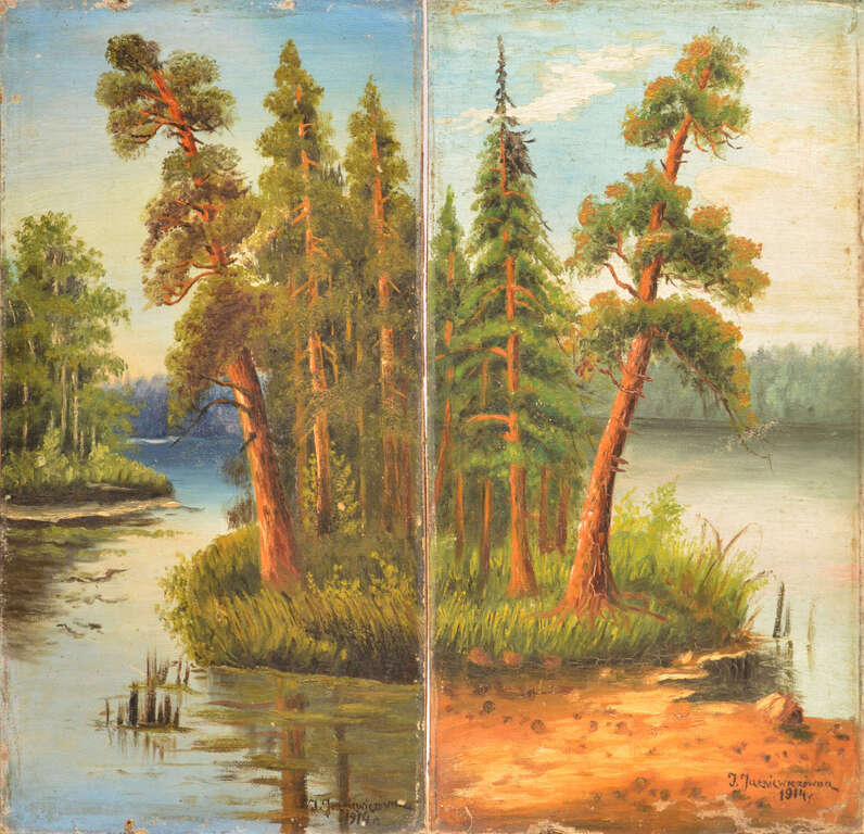 Pine trees. Diptych