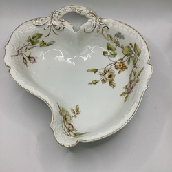 Large salad bowl. Stamped with SPM dough. Hand painted and figured edge.19th century