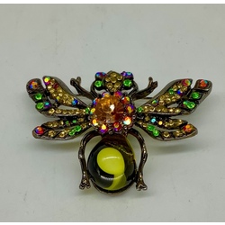 Bohemia.Galbons.Chapel brooch with a body made of uranium glass.Rhinestones.