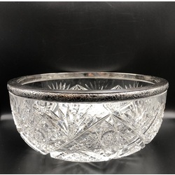 Large crystal bowl with silver finish