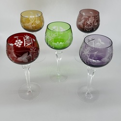 Glasses made of colored crystal, hand polished. Nachtmann