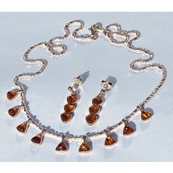 Vintage necklace with earrings. Baltic amber. Silver 925. Handmade. 