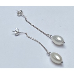 Silver earrings with freshwater pearls.