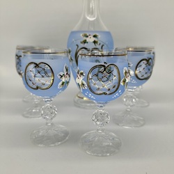 Sky blue wine set, Russia, Gus-Khrustalny. Soviet classic in excellent condition.