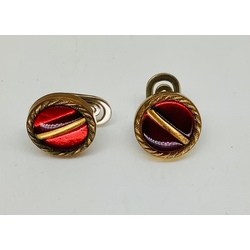 Cufflinks “Latvian flag” and frame made of bronze ears. First Republic. Very rare clasp. Perfect