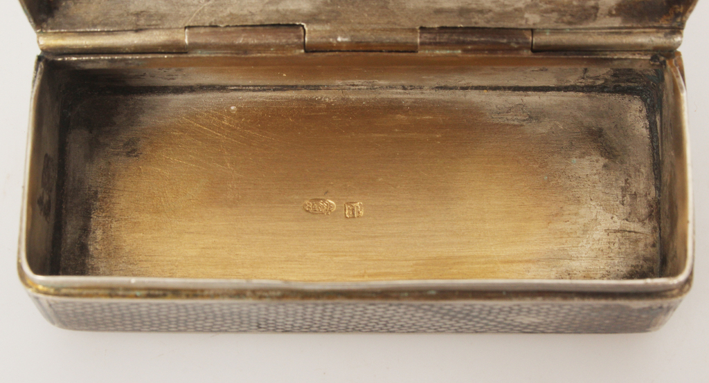 Silver tobacco box with blacking