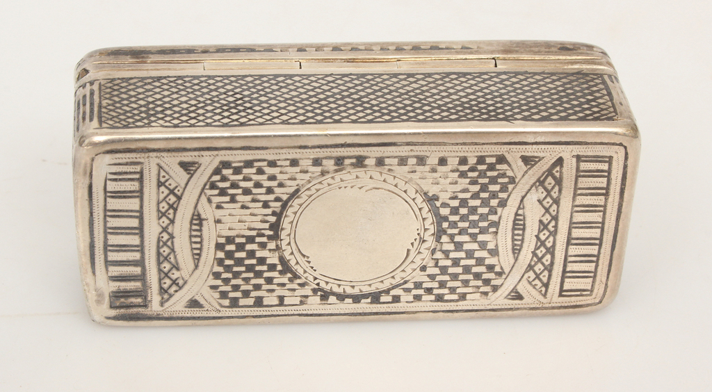 Silver tobacco box with blacking