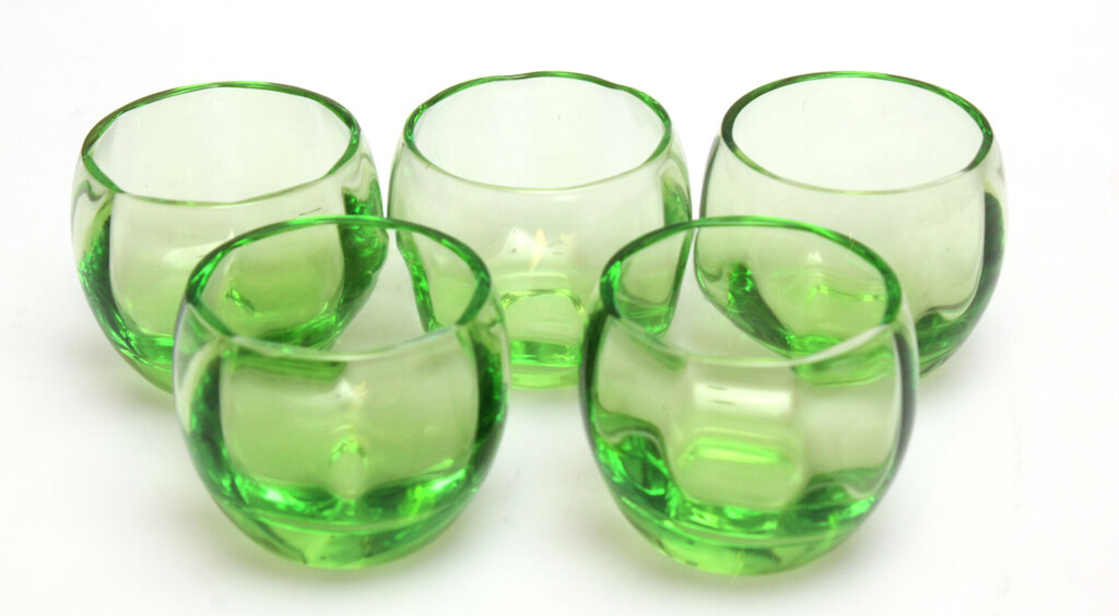 Green glass glasses (5 pcs) for liqueur