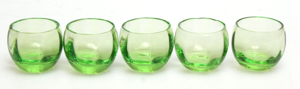 Green glass glasses (5 pcs) for liqueur