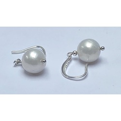 Silver earrings with white Edison pearls. 925 proof. Pearl size - 8-9mm