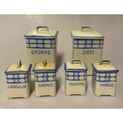 Faience storage containers (2+4 pcs)