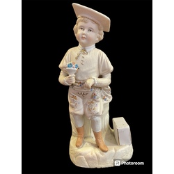 Porcelain statuette boy with flowers prom, KUZNECOVS