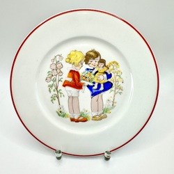 Hand painted plate, children's motif. Post-war Czech Republic. 