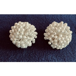 Clip-on earrings made of artificial pearls in the shape of a coral reef. Bohemia. Art Deco