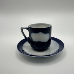 Coffee cup.Kuznetsov.Riga.Cobalt.Unfinished painting.19th century