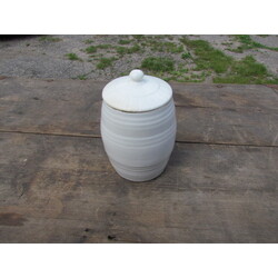 Porcelain product storage container with lid.