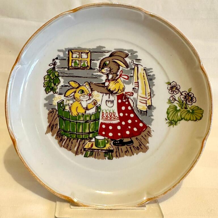 Plate from a children's service. Riga. Essen. Very rare decal and very very rare hallmark. 1960-70s.