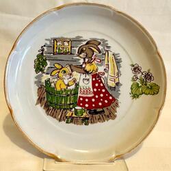 Plate from a children's service. Riga. Essen. Very rare decal and very very rare hallmark. 1960-70s.