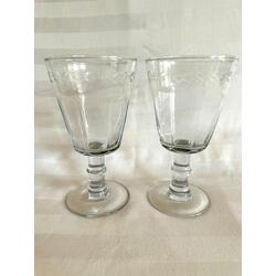 Two antique, large glasses for red wine. Sticky carving. France.