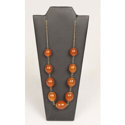 Molten amber bead necklace with silver