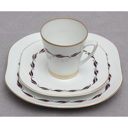 Porcelain cup with saucer and plate