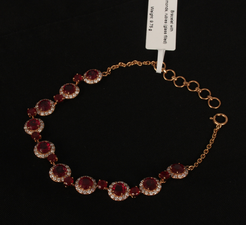 18K rose gold bracelet with rubies and diamonds