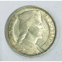 1931 Silver five lats coin