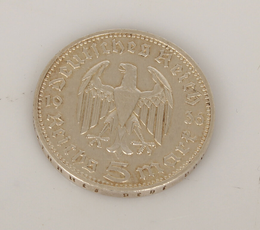 Silver coin 5 reichsmarks 1936