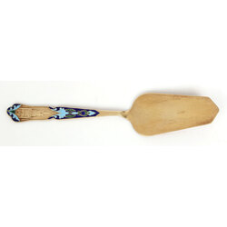 Silver spatula with multi-colored enamels