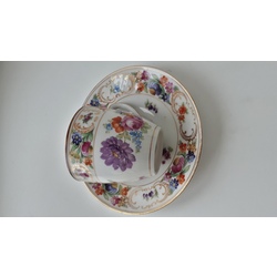 Luxurious porcelain duo (cup and saucer), German porcelain factory 