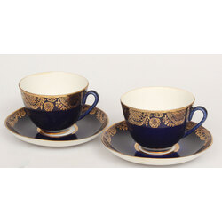 Porcelain cups and saucers for two persons