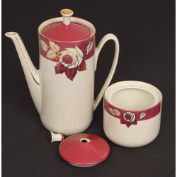  Porcelain coffee pot and sugar bowl