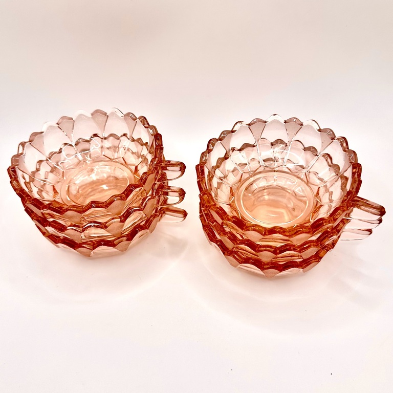 Pink glass bowls from the American Great Depression 