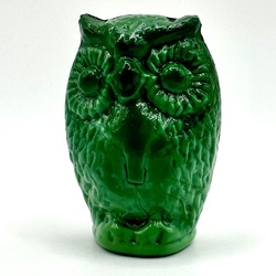 Owl made of malachite glass. Czechoslovakia 60 years