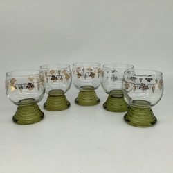 Romer Mosel wine glasses with grape ornament. Art Deco. last century.